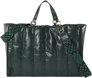 Quilted Tote Bag for Women Soft Puffy Handbag PU Leather Shoulder Bag Down Cotton Padded Top Handle Bag Crossbody Bag
