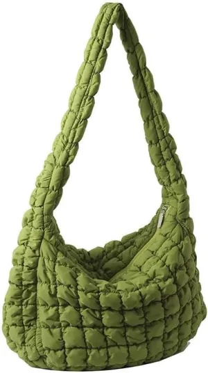 Quilted Tote Puffer Crossbody Handbag Cloud Shoulder Bag for Women, Soft Padding with Zipper