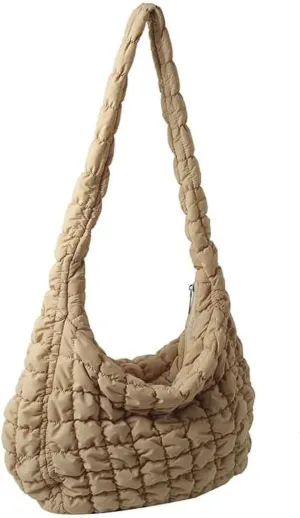 Quilted Tote Puffer Crossbody Handbag Cloud Shoulder Bag for Women, Soft Padding with Zipper