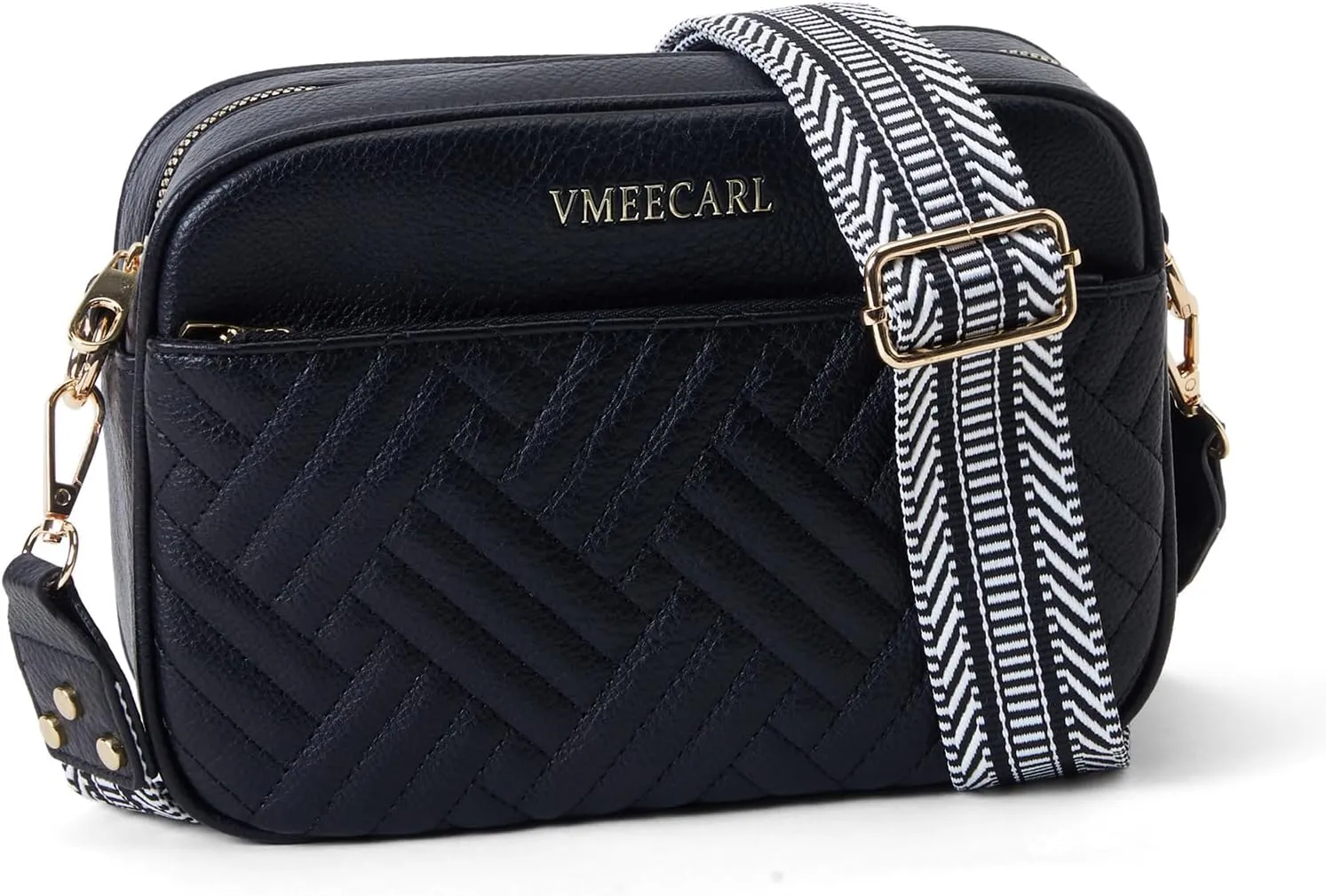 Quilted Vegan Leather Crossbody Bags for Women Small Leather Purses Shoulder Handbags with Antitheft RFID Wide Strap