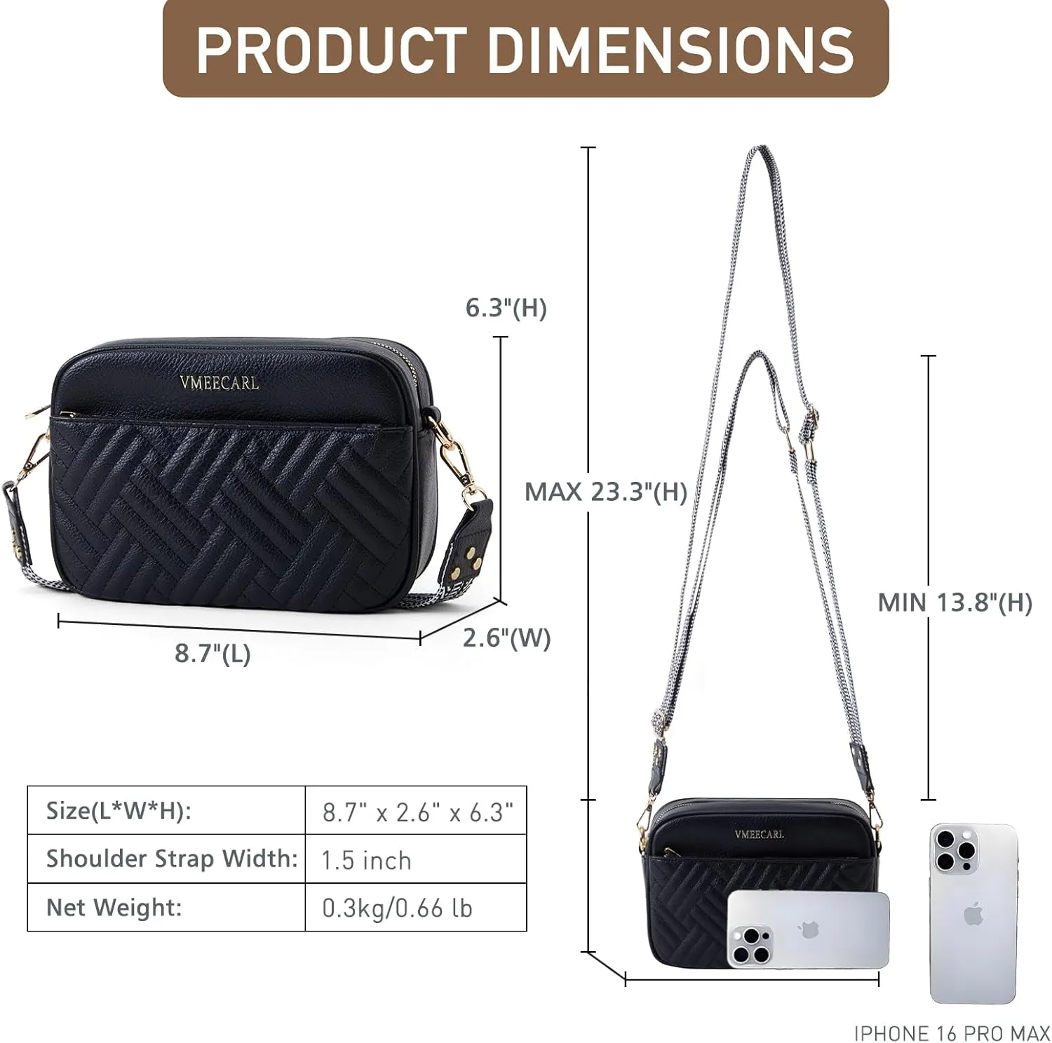 Quilted Vegan Leather Crossbody Bags for Women Small Leather Purses Shoulder Handbags with Antitheft RFID Wide Strap