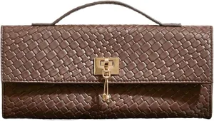 QWINEE Women's Crocodile Embossed Handbag Vintage Elegant Satchel Handbag PU Leather Evening Clutch Purses