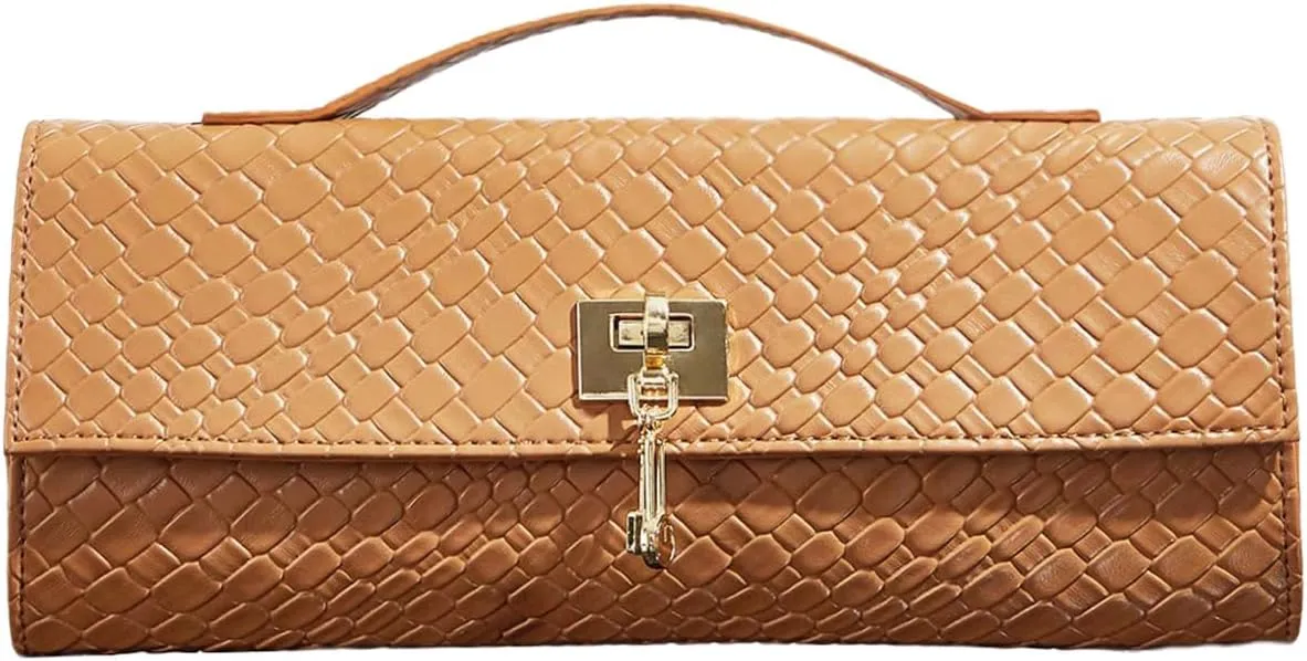 QWINEE Women's Crocodile Embossed Handbag Vintage Elegant Satchel Handbag PU Leather Evening Clutch Purses