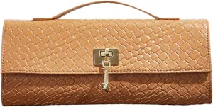 QWINEE Women's Crocodile Embossed Handbag Vintage Elegant Satchel Handbag PU Leather Evening Clutch Purses