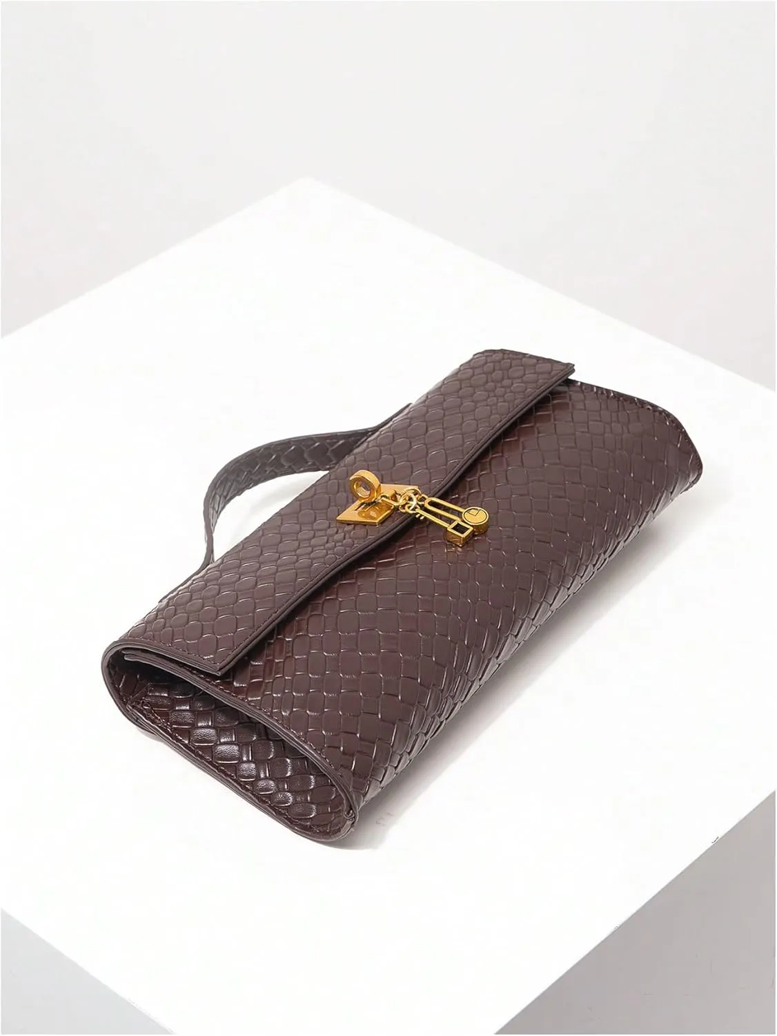 QWINEE Women's Crocodile Embossed Handbag Vintage Elegant Satchel Handbag PU Leather Evening Clutch Purses