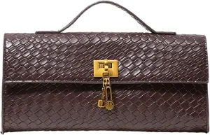 QWINEE Women's Crocodile Embossed Handbag Vintage Elegant Satchel Handbag PU Leather Evening Clutch Purses