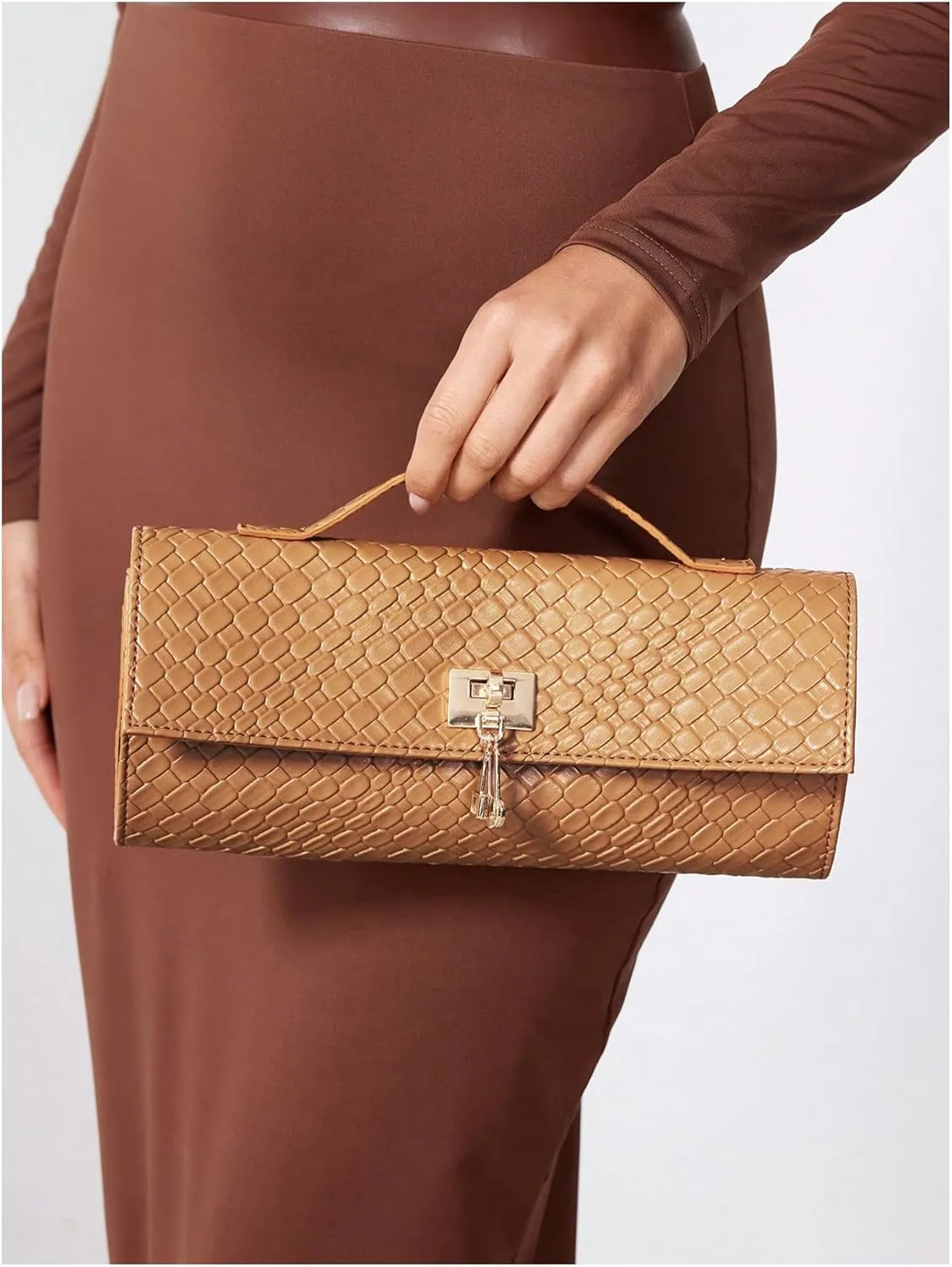 QWINEE Women's Crocodile Embossed Handbag Vintage Elegant Satchel Handbag PU Leather Evening Clutch Purses