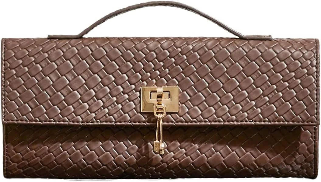 QWINEE Women's Crocodile Embossed Handbag Vintage Elegant Satchel Handbag PU Leather Evening Clutch Purses