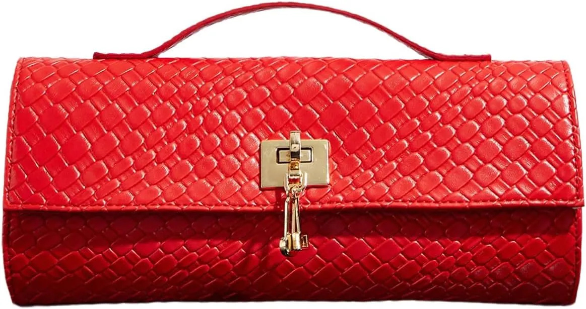 QWINEE Women's Crocodile Embossed Handbag Vintage Elegant Satchel Handbag PU Leather Evening Clutch Purses