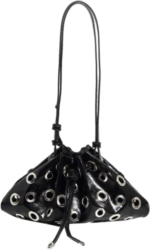 QWINEE Women's Vintage Drawstring PU Leather Handbags Retro Casual Clutch Purses