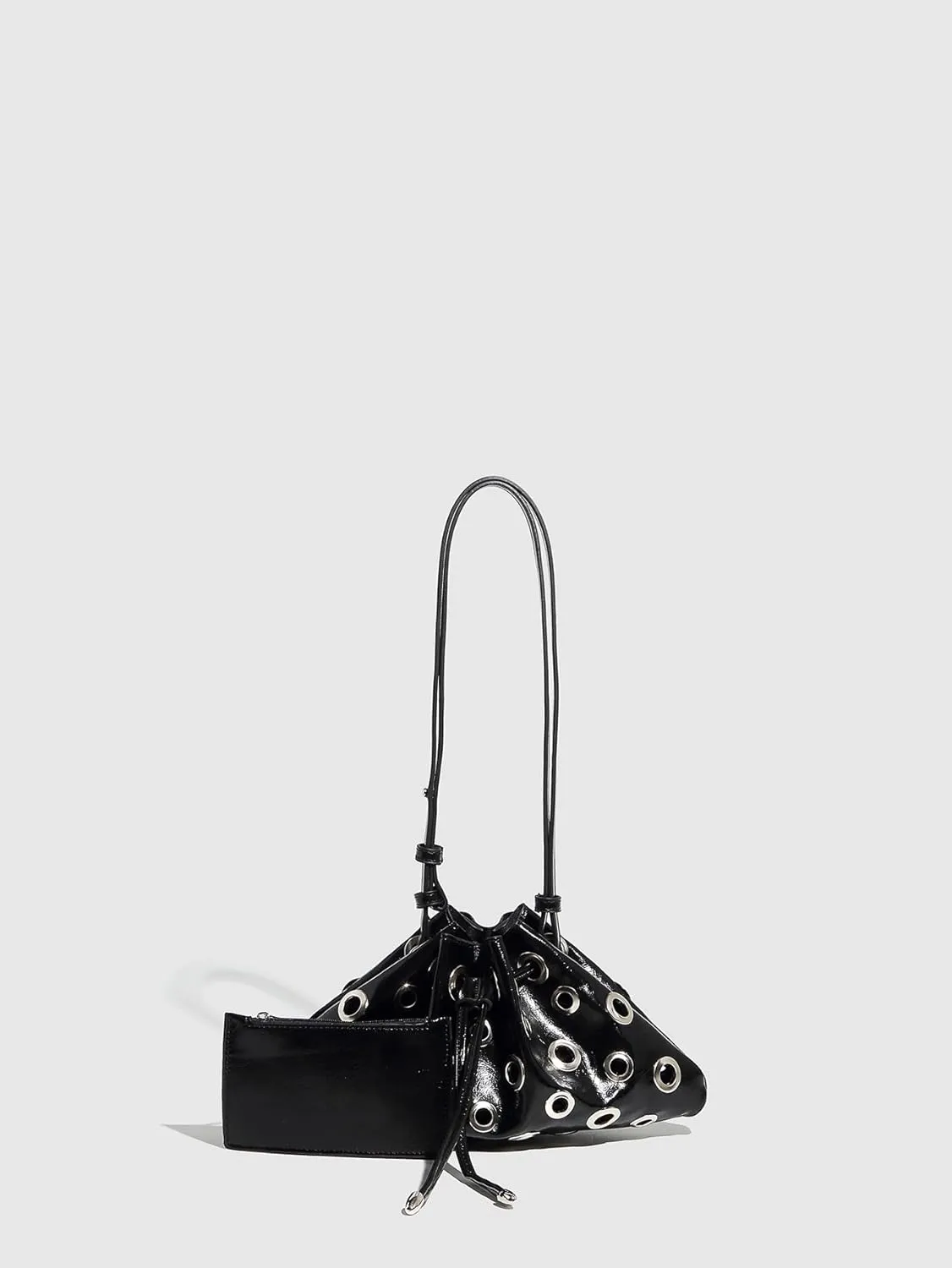 QWINEE Women's Vintage Drawstring PU Leather Handbags Retro Casual Clutch Purses
