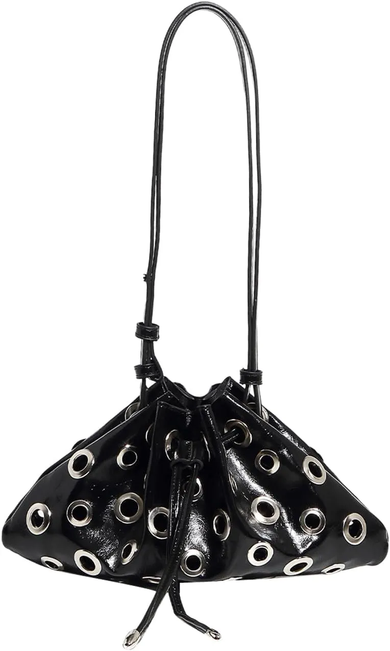 QWINEE Women's Vintage Drawstring PU Leather Handbags Retro Casual Clutch Purses