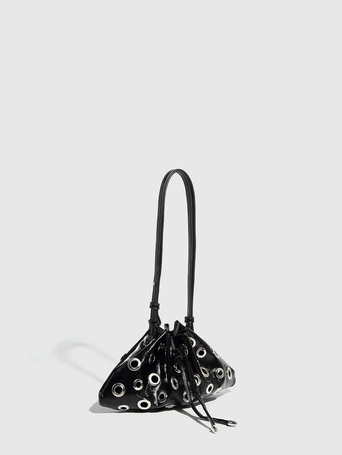 QWINEE Women's Vintage Drawstring PU Leather Handbags Retro Casual Clutch Purses