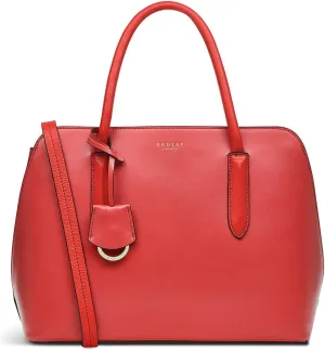 RADLEY London Liverpool Street 2.0 Women's Medium Leather Ziptop Satchel Bag, Begonia