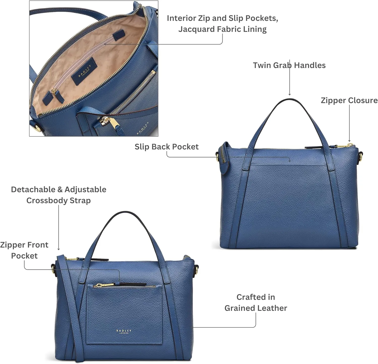 RADLEY London Portman Women’s Small Leather Ziptop Satchel Bag