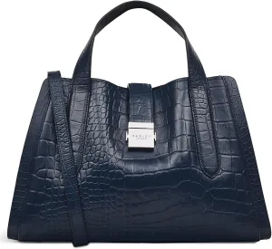 RADLEY London Sloane Street Faux Crocodile Women's Medium Leather Ziptop Satchel Bag, Ink