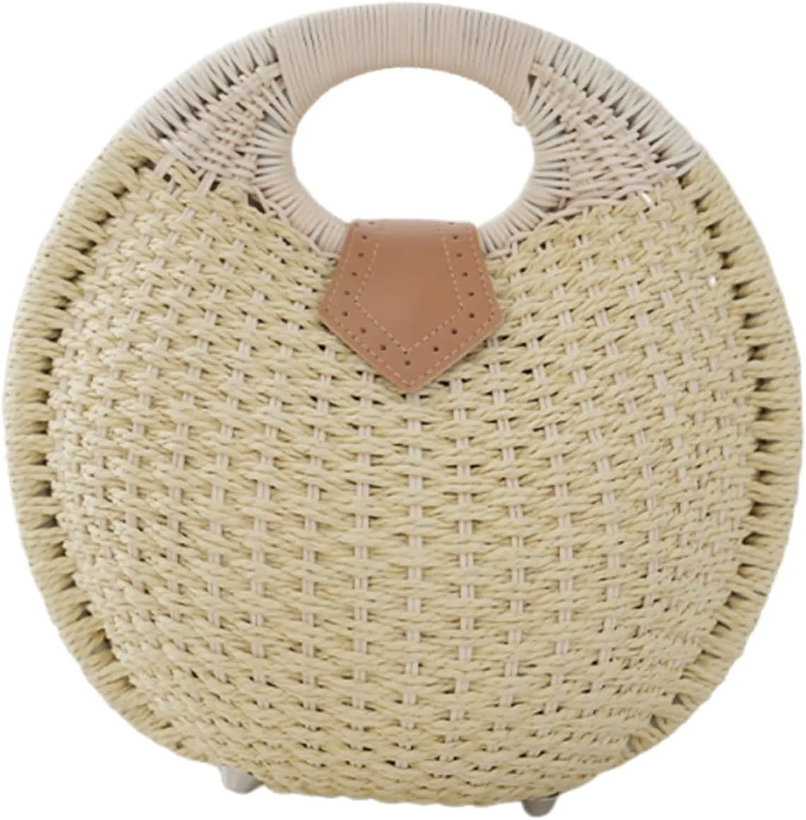 Rattan Handbags for women, Handwoven Straw Bag, Summer Beach Rattan Tote Bag, Round Handle Ring Purses, Retro Woven Shell Bag