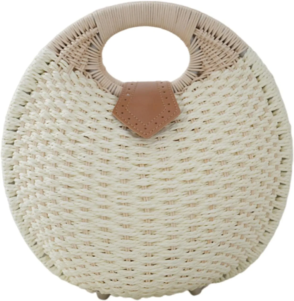 Rattan Handbags for women, Handwoven Straw Bag, Summer Beach Rattan Tote Bag, Round Handle Ring Purses, Retro Woven Shell Bag