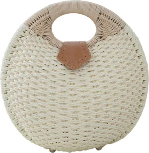 Rattan Handbags for women, Handwoven Straw Bag, Summer Beach Rattan Tote Bag, Round Handle Ring Purses, Retro Woven Shell Bag