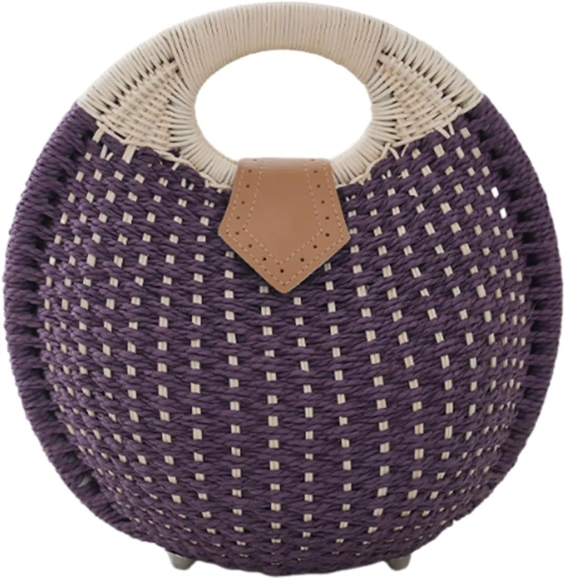 Rattan Handbags for women, Handwoven Straw Bag, Summer Beach Rattan Tote Bag, Round Handle Ring Purses, Retro Woven Shell Bag
