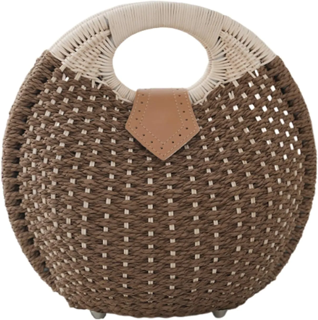 Rattan Handbags for women, Handwoven Straw Bag, Summer Beach Rattan Tote Bag, Round Handle Ring Purses, Retro Woven Shell Bag