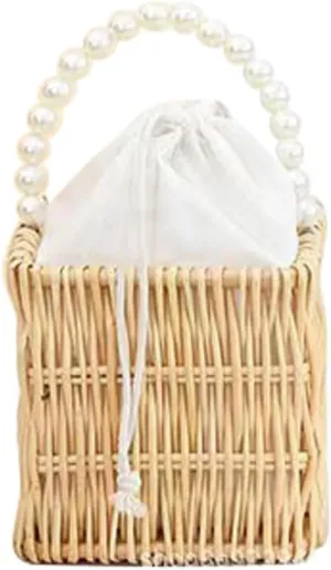 Rattan Handmade Handbags for Women Bamboo Bag Women's Tote Handbag Wood Bags Basket Vacation Summer Beach Bag