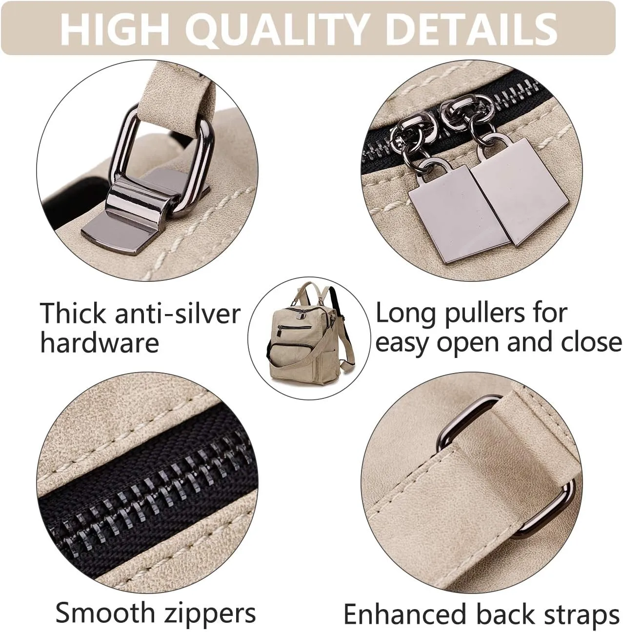 RAVUO Backpack Purse for Women, Fashion Leather Handbags Designer Convertible Satchel Ladies Shoulder Bag 3 Ways to Carry