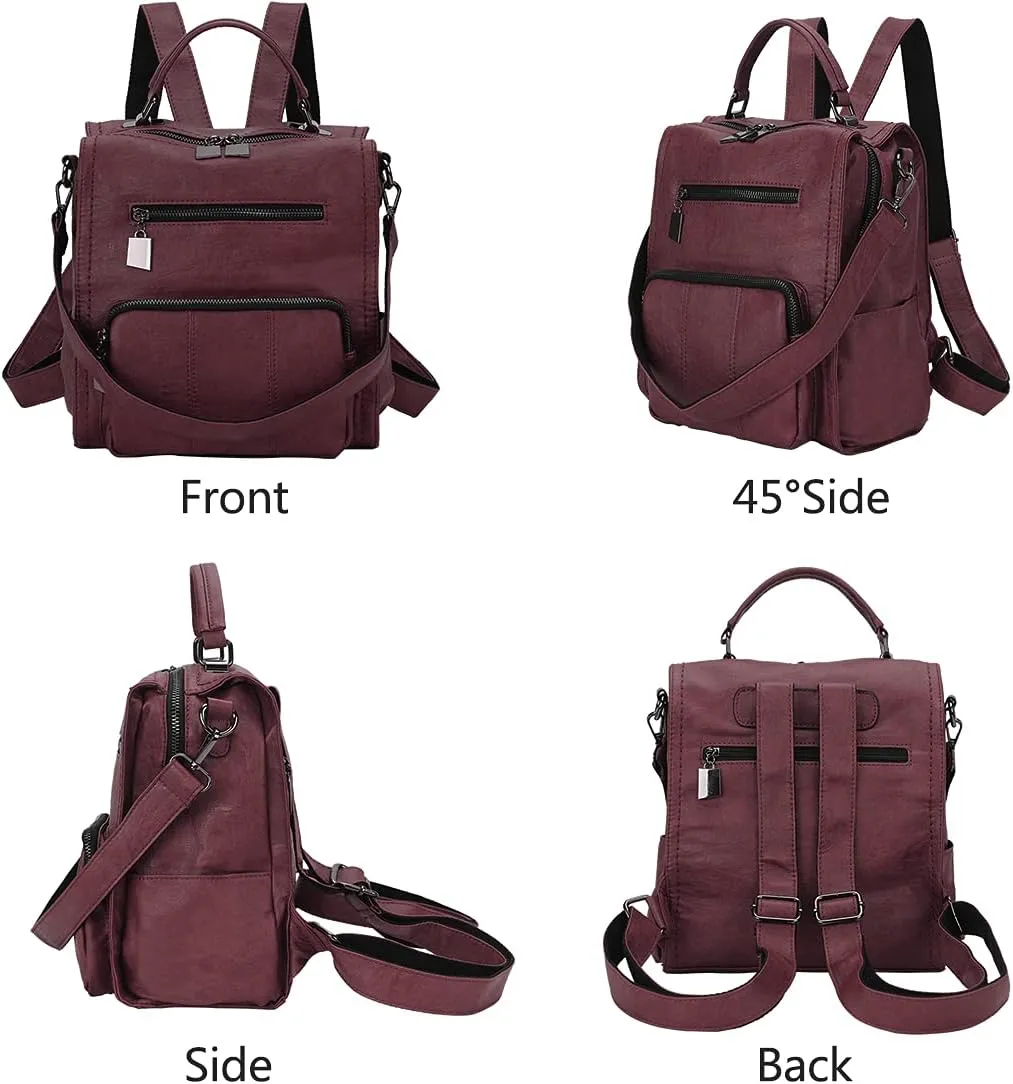 RAVUO Backpack Purse for Women, Fashion Leather Handbags Designer Convertible Satchel Ladies Shoulder Bag 3 Ways to Carry