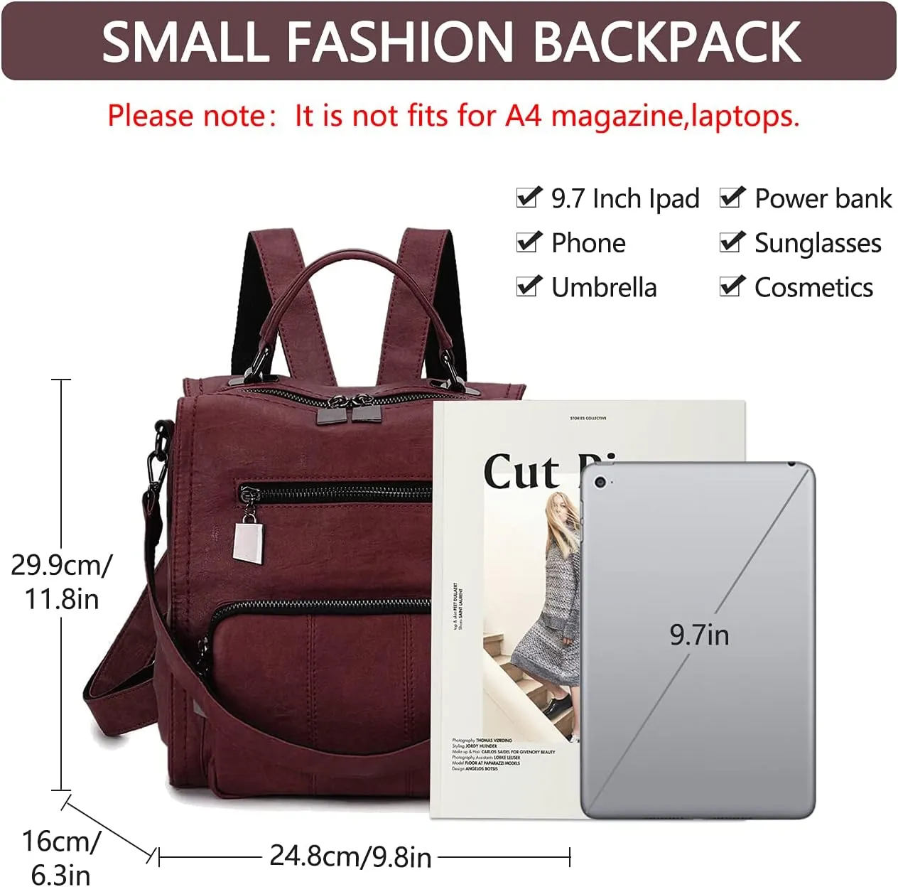 RAVUO Backpack Purse for Women, Fashion Leather Handbags Designer Convertible Satchel Ladies Shoulder Bag 3 Ways to Carry