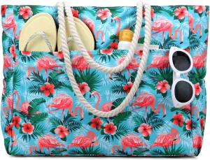 RAVUO Beach Bags, Extra Large Women Tote with Zip Summer Holiday Handbags with Multiple Pockets for Family