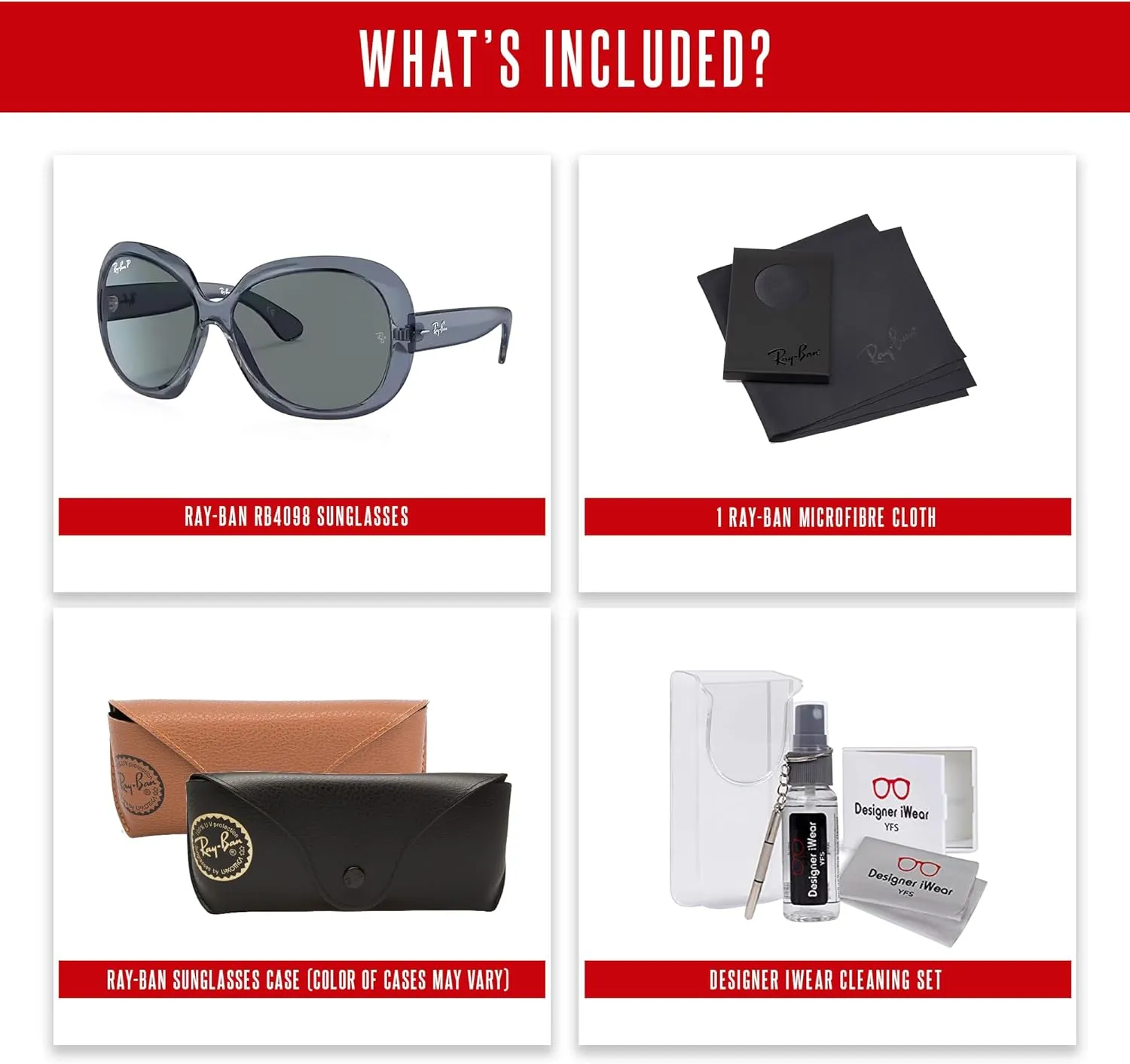 Ray-Ban Jackie ohh ii RB4098 Cateye Sunglasses for Women   BUNDLE With Designer iWear Complimentary Eyewear Kit