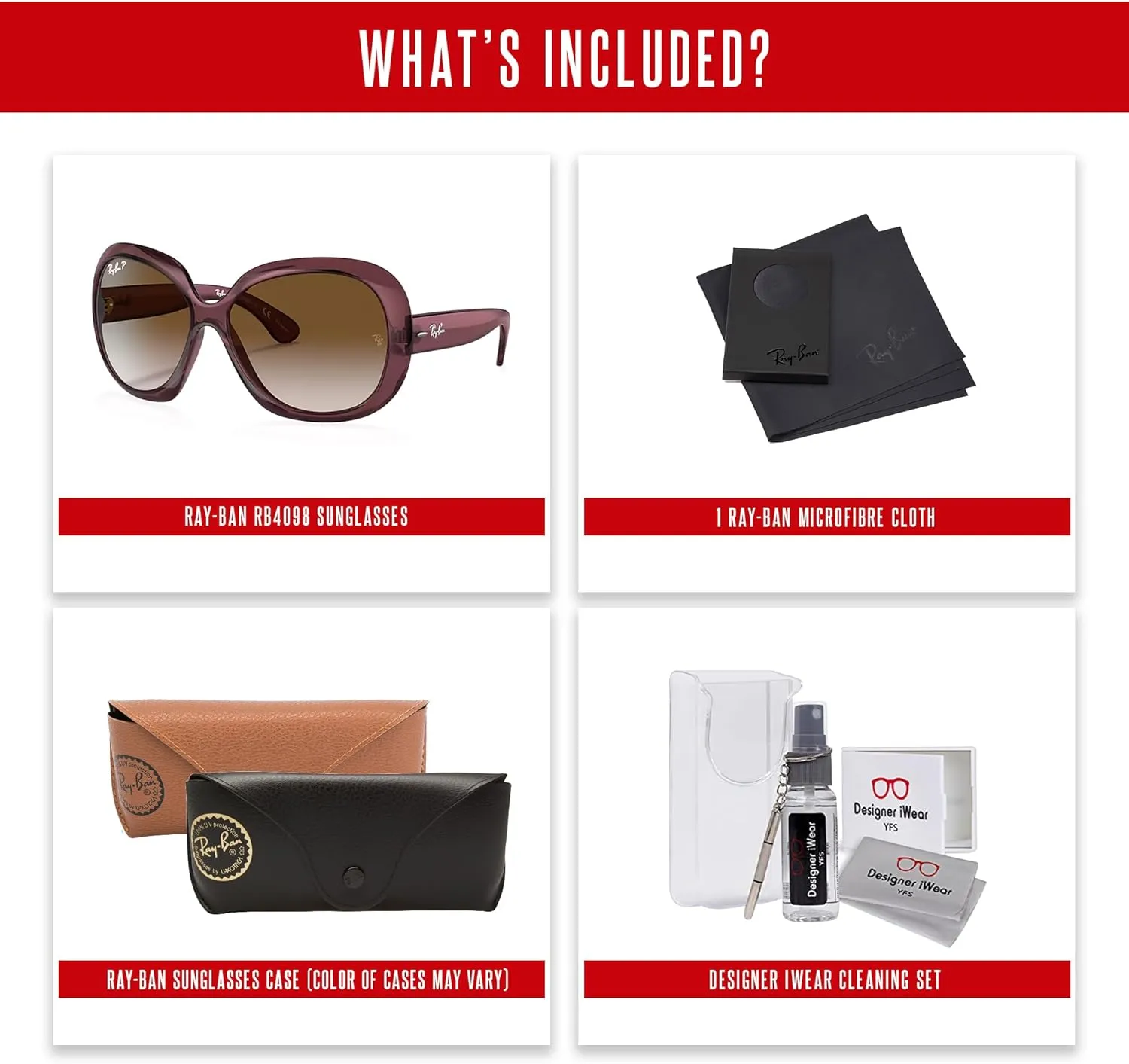 Ray-Ban Jackie ohh ii RB4098 Cateye Sunglasses for Women   BUNDLE With Designer iWear Complimentary Eyewear Kit
