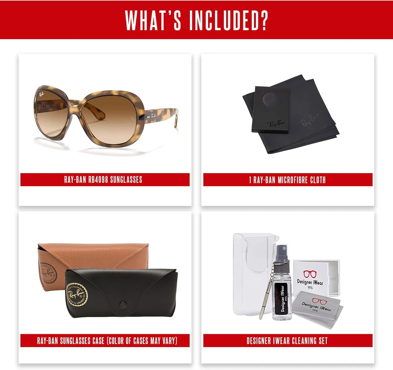 Ray-Ban Jackie ohh ii RB4098 Cateye Sunglasses for Women   BUNDLE With Designer iWear Complimentary Eyewear Kit