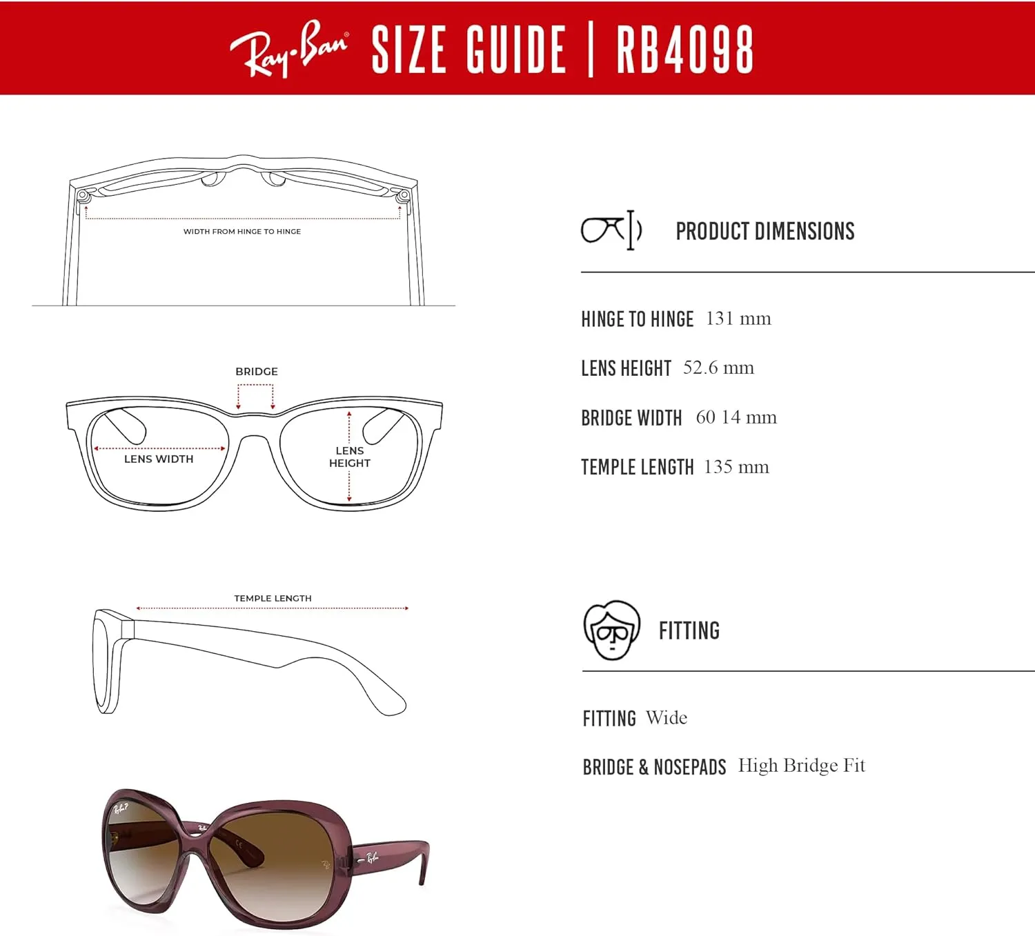 Ray-Ban Jackie ohh ii RB4098 Cateye Sunglasses for Women   BUNDLE With Designer iWear Complimentary Eyewear Kit