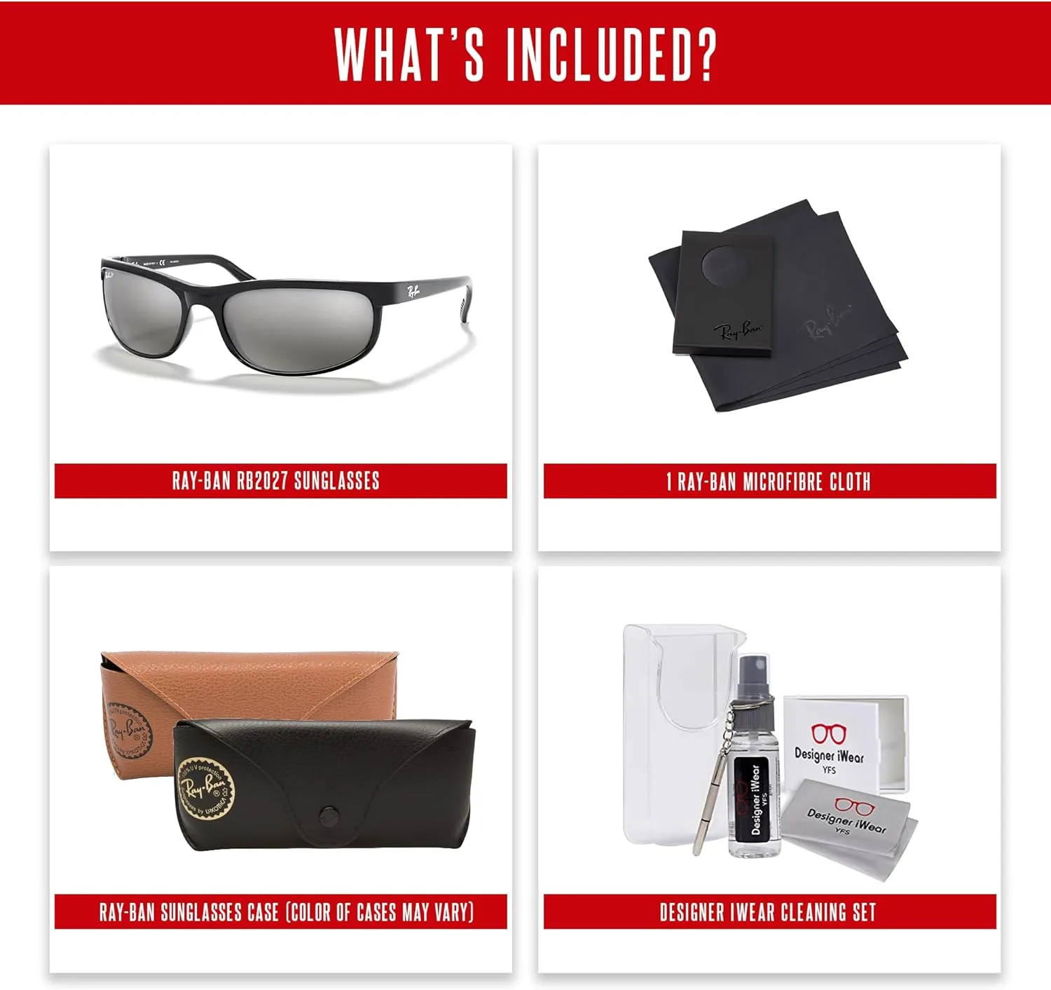 Ray-Ban RB2027 PREDATOR 2 Rectangular Sunglasses For Men For Women   Bundle with Designer iWear Kit