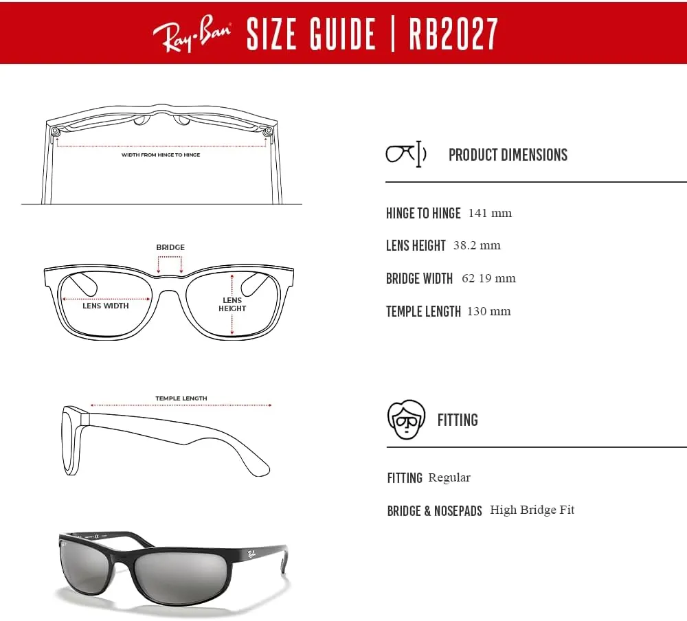 Ray-Ban RB2027 PREDATOR 2 Rectangular Sunglasses For Men For Women   Bundle with Designer iWear Kit