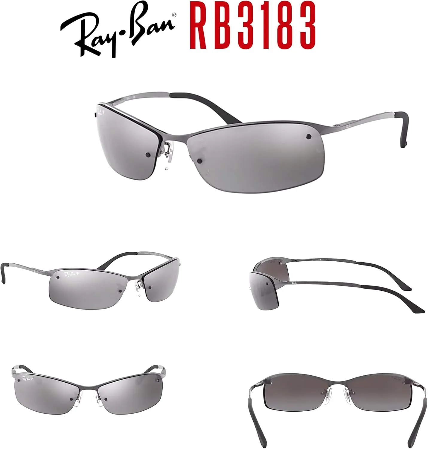 Ray-Ban RB3183 Rectangular Sunglasses For Men   BUNDLE with Designer iWear Eyewear Care Kit
