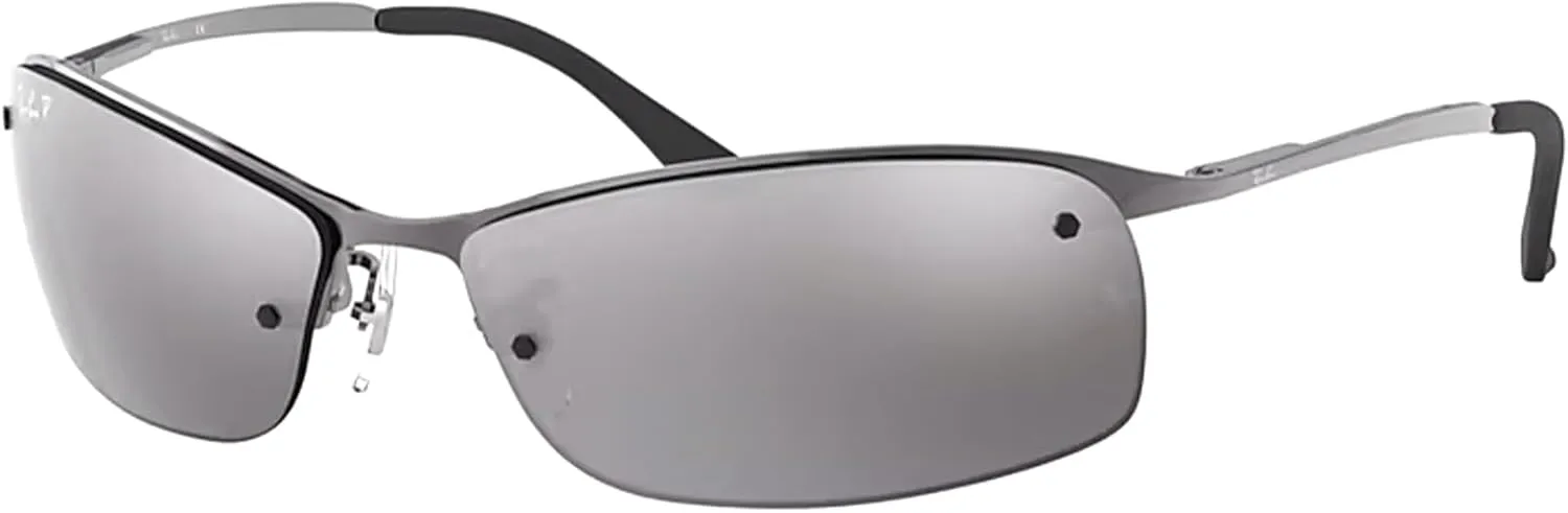 Ray-Ban RB3183 Rectangular Sunglasses For Men   BUNDLE with Designer iWear Eyewear Care Kit