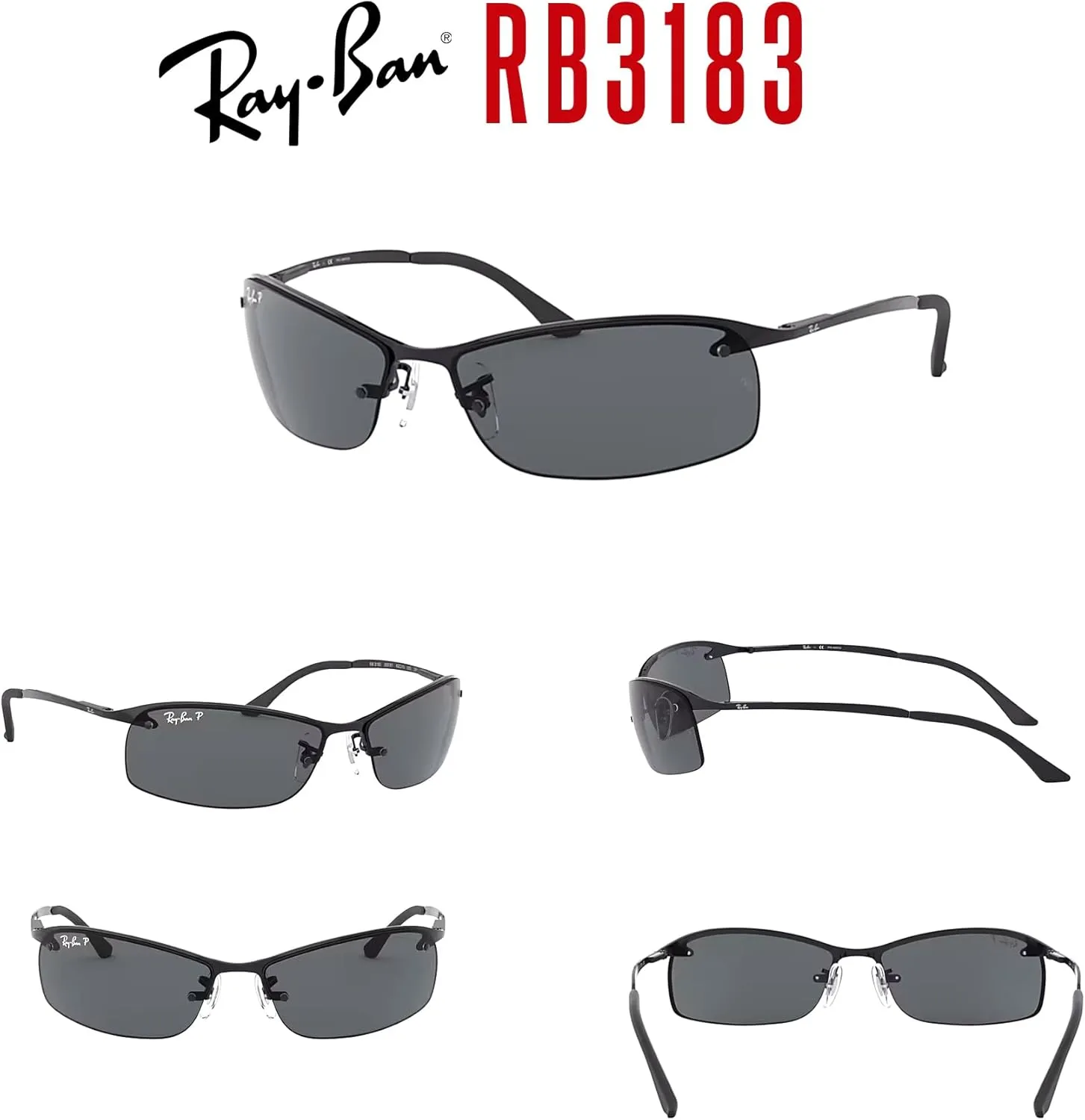 Ray-Ban RB3183 Rectangular Sunglasses For Men   BUNDLE with Designer iWear Eyewear Care Kit