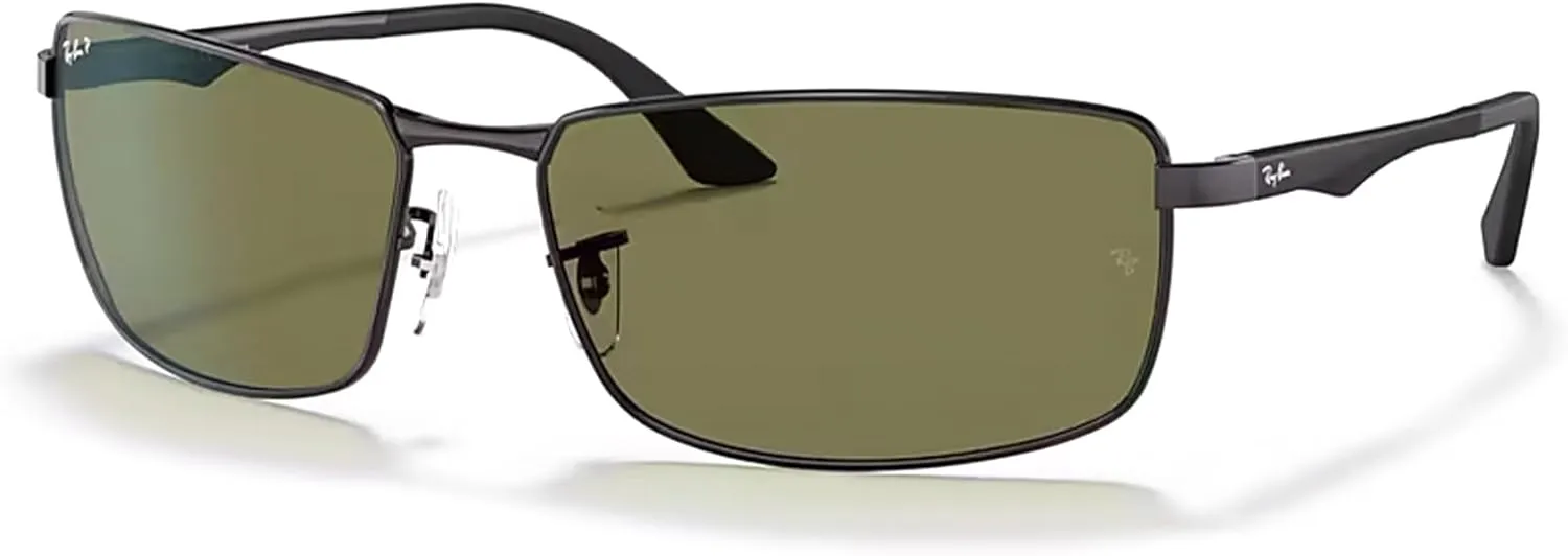 Ray-Ban RB3498 Rectangular Sunglasses For Men   BUNDLE with Designer iWear Eyewear Care Kit