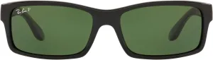 Ray-Ban RB4151 Rectangular Sunglasses, Black/Polarized Green, 59 mm