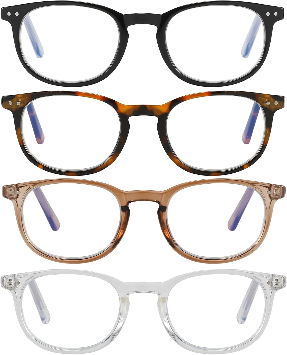 Reading Glasses for Women Men Square Oval Readers with Spring Hinge Anti UV Glare