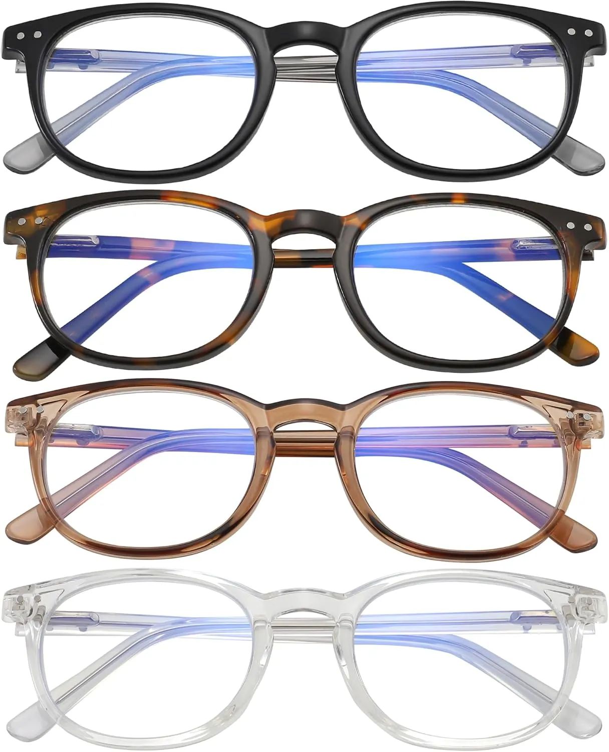Reading Glasses for Women Men Square Oval Readers with Spring Hinge Anti UV Glare