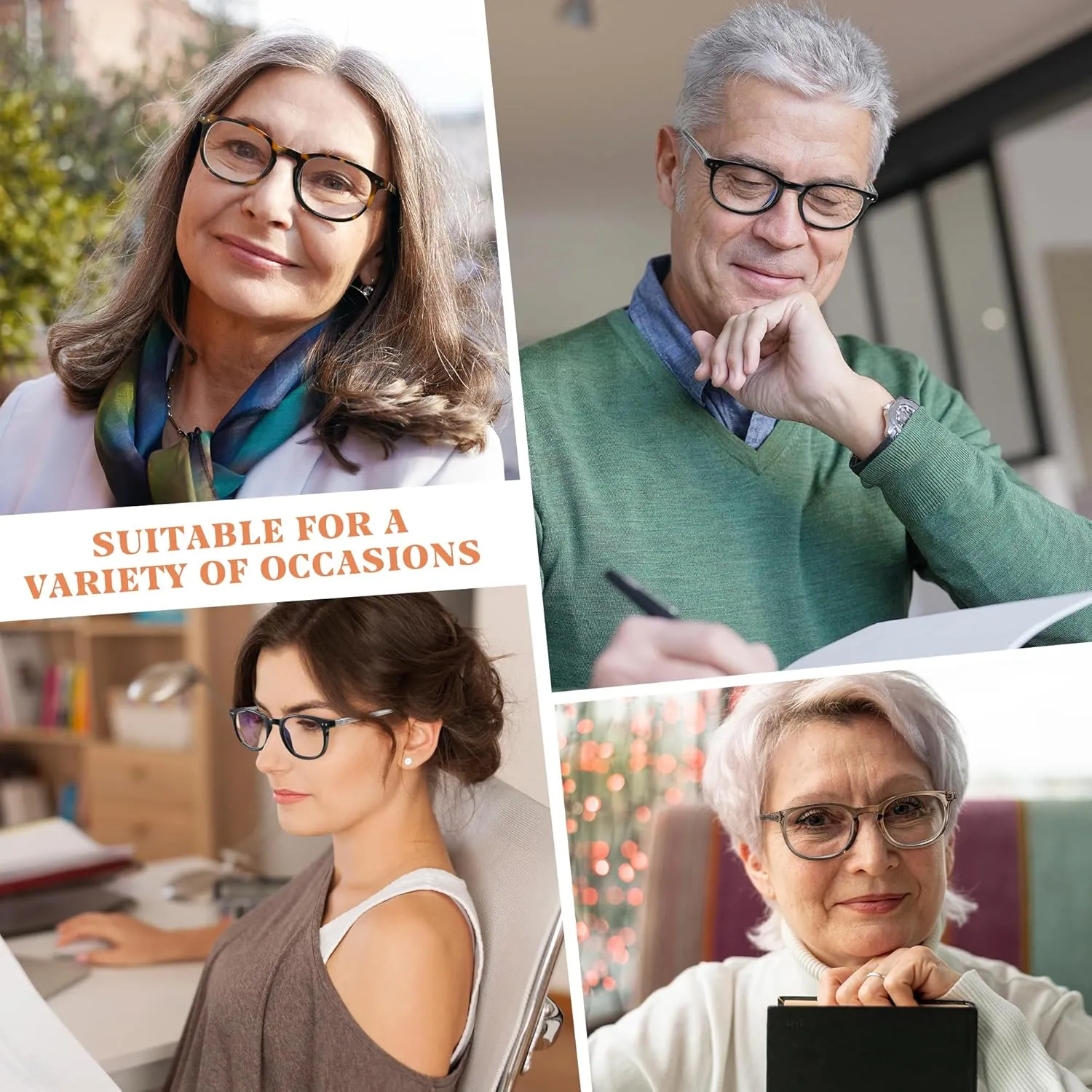 Reading Glasses for Women Men Square Oval Readers with Spring Hinge Anti UV Glare