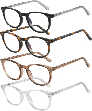 Reading Glasses for Women Men Square Oval Readers with Spring Hinge Anti UV Glare