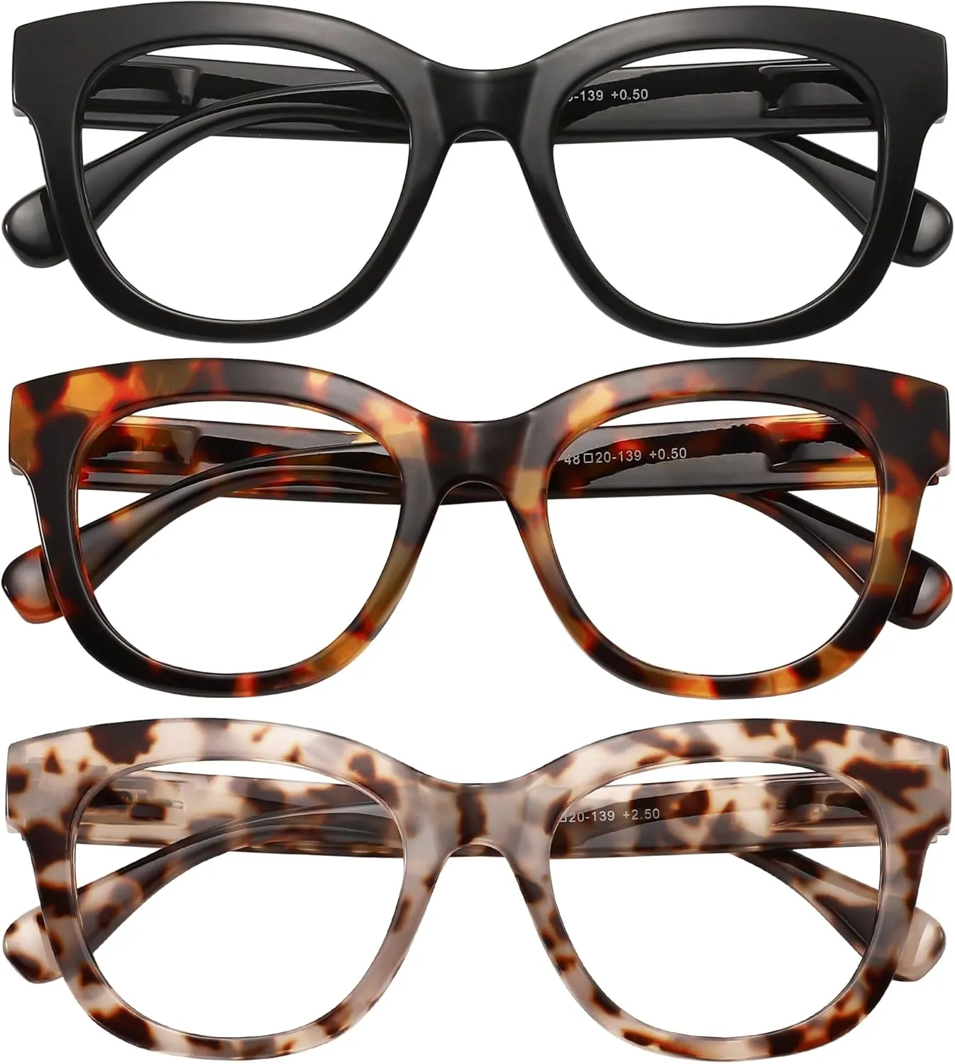 Reading Glasses for Women Men Square Oval Readers with Spring Hinge Anti UV Glare