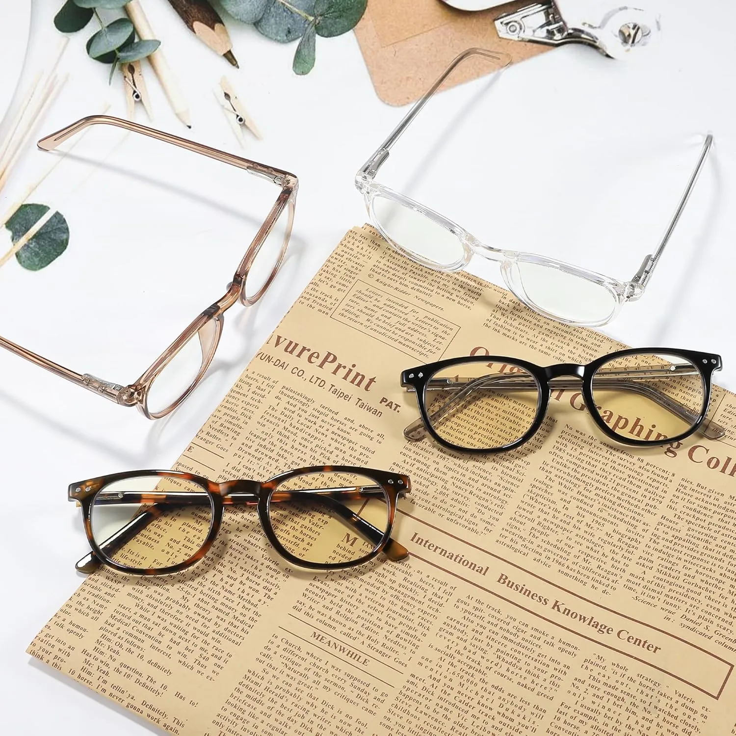 Reading Glasses for Women Men Square Oval Readers with Spring Hinge Anti UV Glare