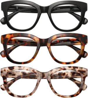 Reading Glasses for Women Men Square Oval Readers with Spring Hinge Anti UV Glare