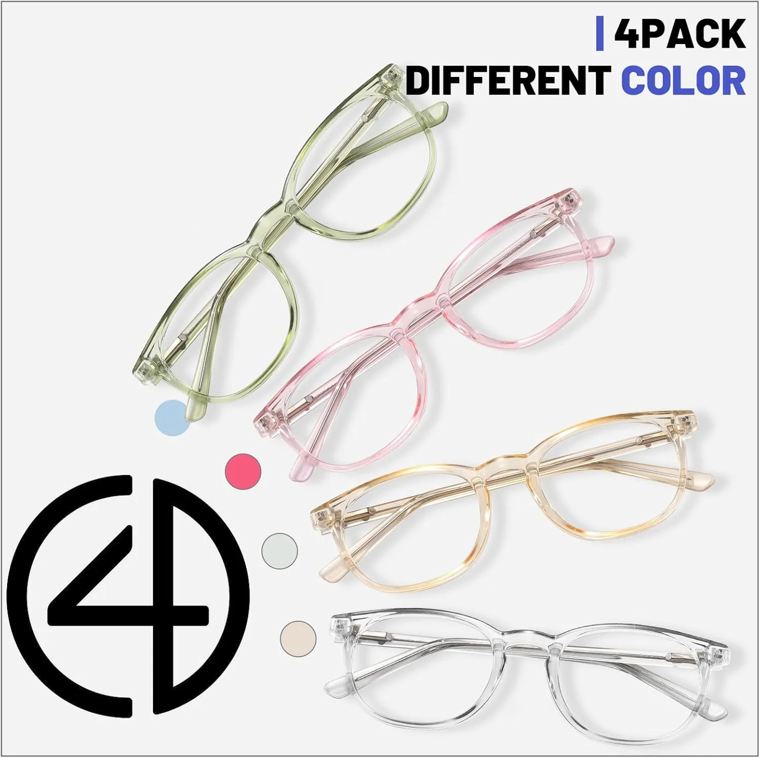 Reading Glasses for Women Men Square Oval Readers with Spring Hinge Anti UV Glare