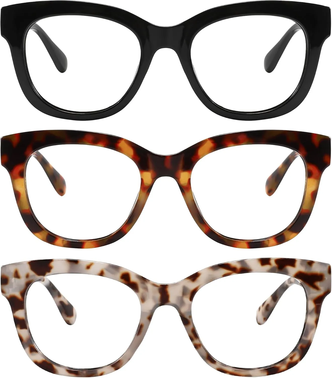 Reading Glasses for Women Men Square Oval Readers with Spring Hinge Anti UV Glare